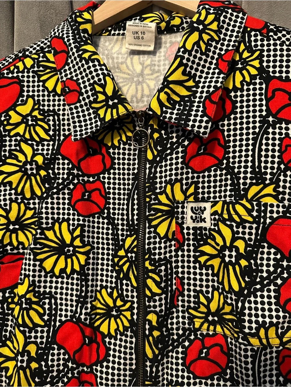 Lucy & Yak Ragan Short Sleeve Jumpsuit- Poppy Print size US 6 - Picture 5 of 9